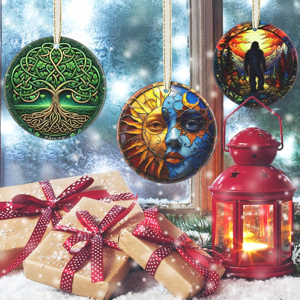 2025 Beautiful Christmas Ornaments - Christmas Decoration, Round Ceramic, Holiday Decor for Tree, Gift Idea