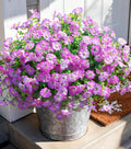Artificial Flowers Fake Plants for Outdoors Decoration, 12 Bundles Purple Silk Morning Glory with Eucalyptus Realistic UV Resistant Faux Flowers Greenery for Outside Planter Yard Garden Home Indoor