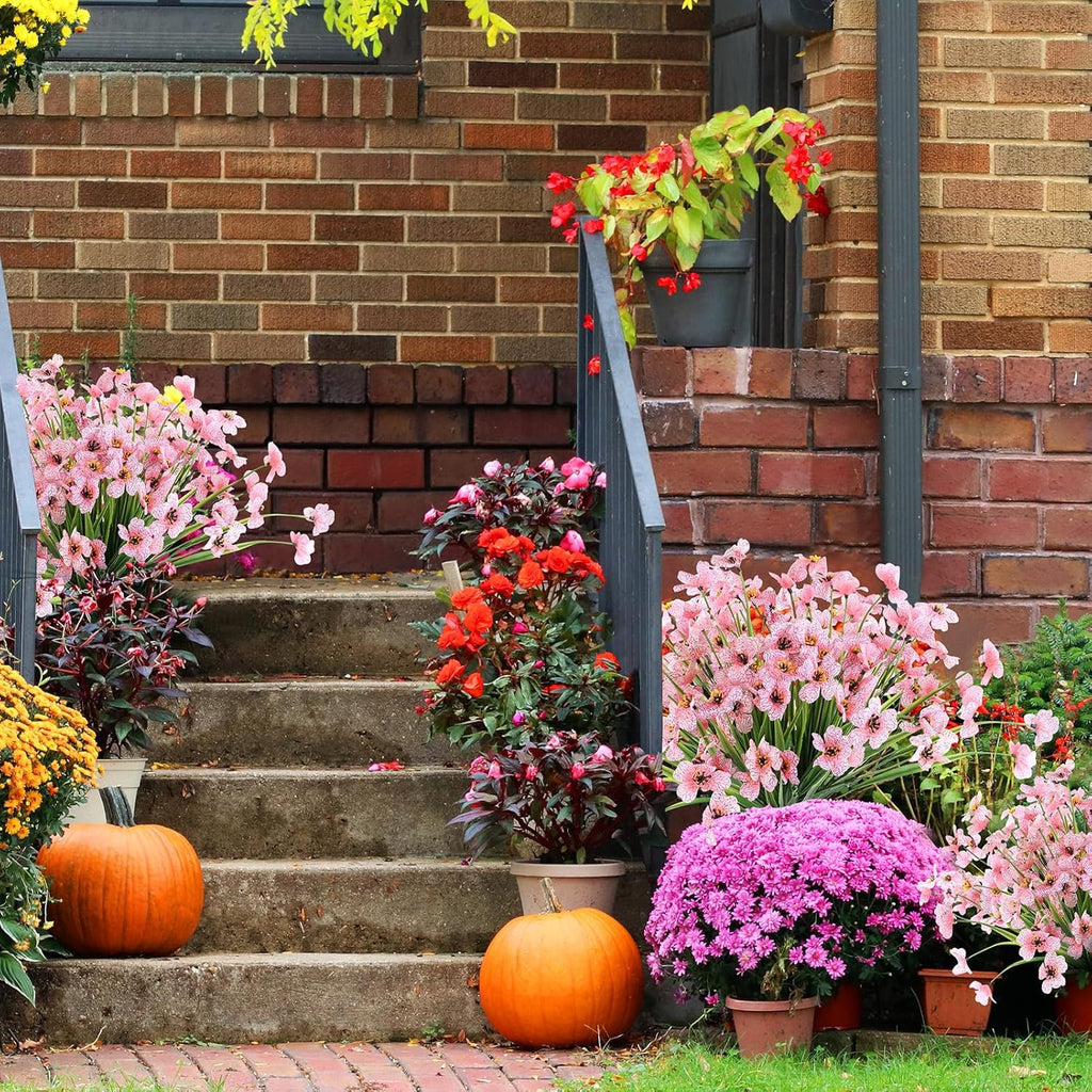24 Peach Bundles Artificial Flowers for Outdoors/Indoors Fake Flowers Plants for Indoor Outside Garden Porch Window Box Home Wedding Farmhouse