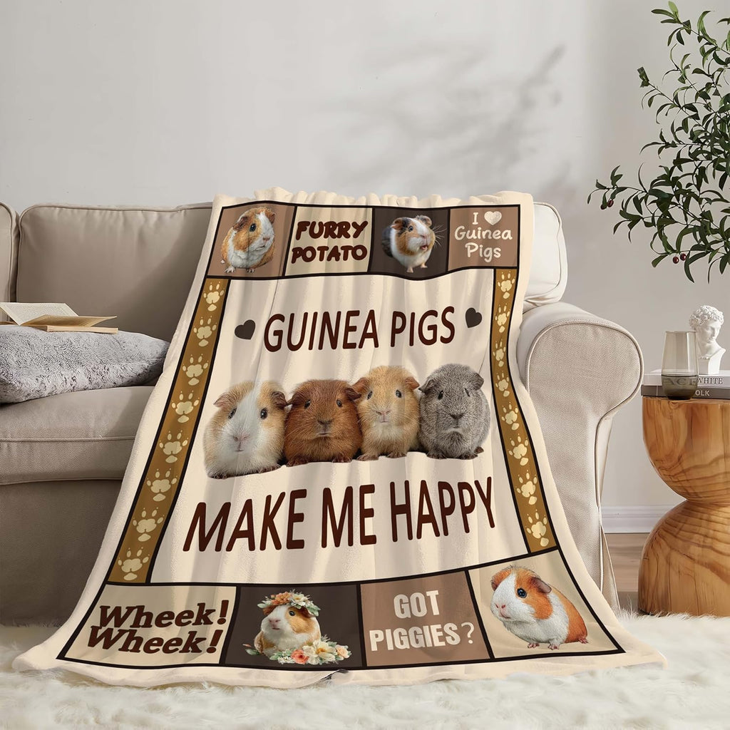 Guinea Pig Throw Blanket Guinea Pig Stuff Gifts for Kids Girls Boys Adults Women Men Soft Cozy Warm Plush Fluffy Fuzzy Fleece Blanket Decor 60''X80''