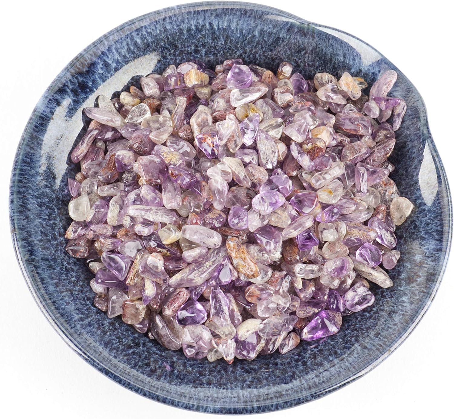 Cherry Tree Collection 1/2 Pound Polished Tumbled Gemstone Chips, Pebbles, Crystal Chips Bulk for Jewelry Making, Healing, Plants, Succulents, Aquariums, Decoration, Chakra (Purple Phantom Quartz)