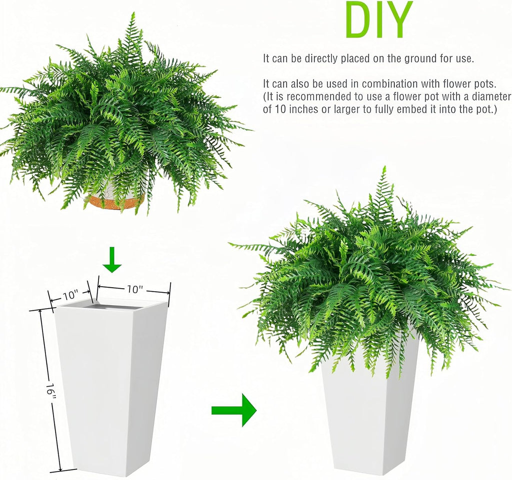 QIANYUN Fake Outdoor Plants-30inch Artificial Ferns UV Resistant Fake Ferns for Bedroom Living Room Garden Outdoor Indoor Decor- Including Planters (Green-03)