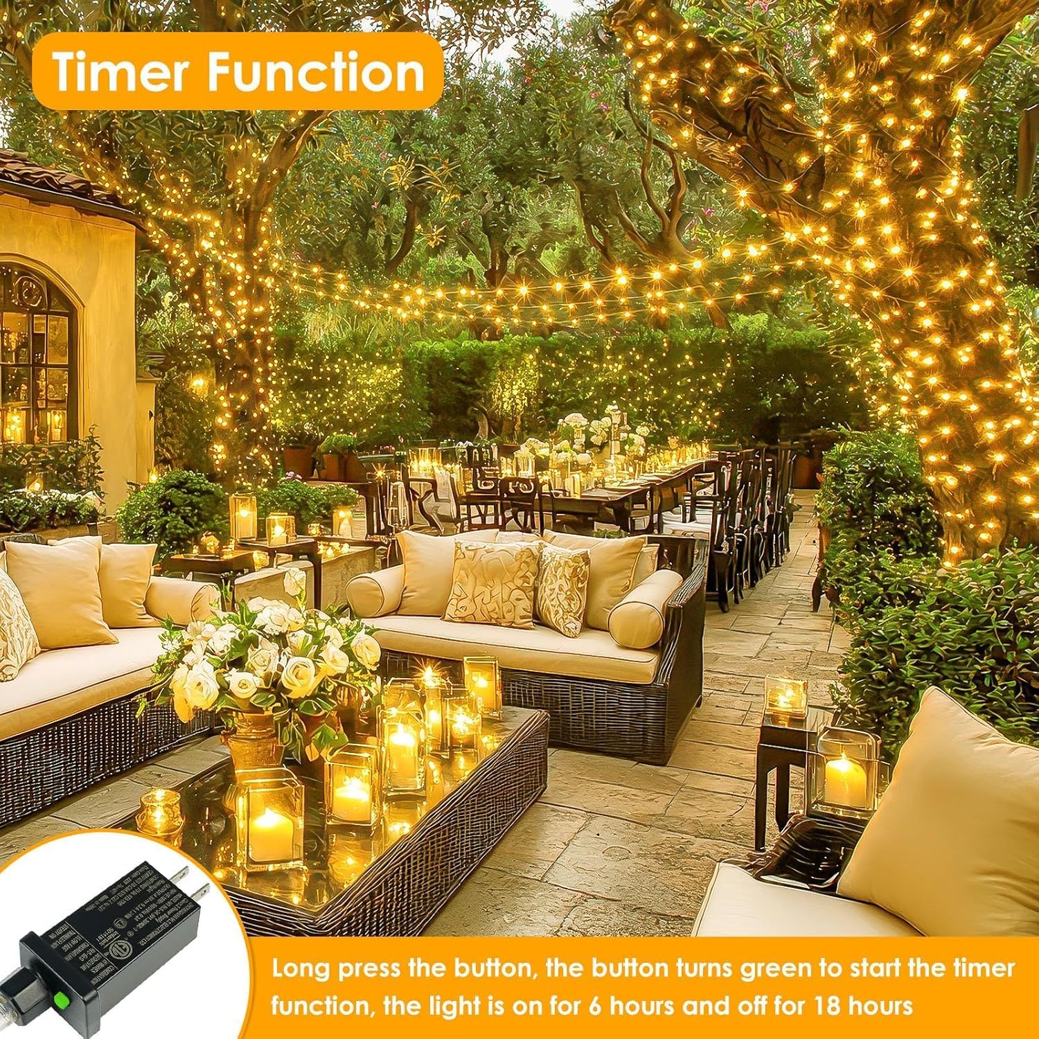 Extra Long 99Ft 300 LED Fairy Lights Plug in, Waterproof String Lights Outdoor & Indoor 8 Modes with Timer, Twinkle Light for Girl's Room Garden Birthday Halloween Christmas Decorations (Warm White)