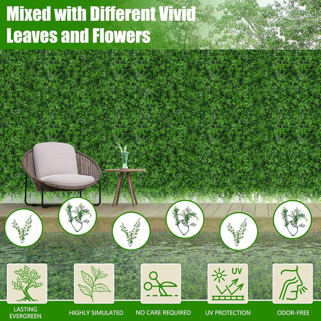 40"x120"(33.33 SQFT) Grass Wall Panels, Artificial Fern Grass Backdrop with UV Protection, Fake Greenery Plant Boxwood Roll, Green Wall Decor for Outdoor Indoor Patio Garden Backyard