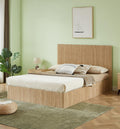 KEIKI Queen Size Wood Platform Bed Bedframe with Lift Up Hydraulic Storage,Corrugated Curved Lines Design for Bedroom