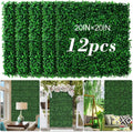 AOKIE 20"X20" Artificial Grass Wall, 12 Pcs Boxwood Hedge Wall Panels UV-Anti Grass Backdrop Wall Decor, Greenery Privacy Hedge Screen for Indoor Outdoor Patio Balcony, Party Garden Fence Decor