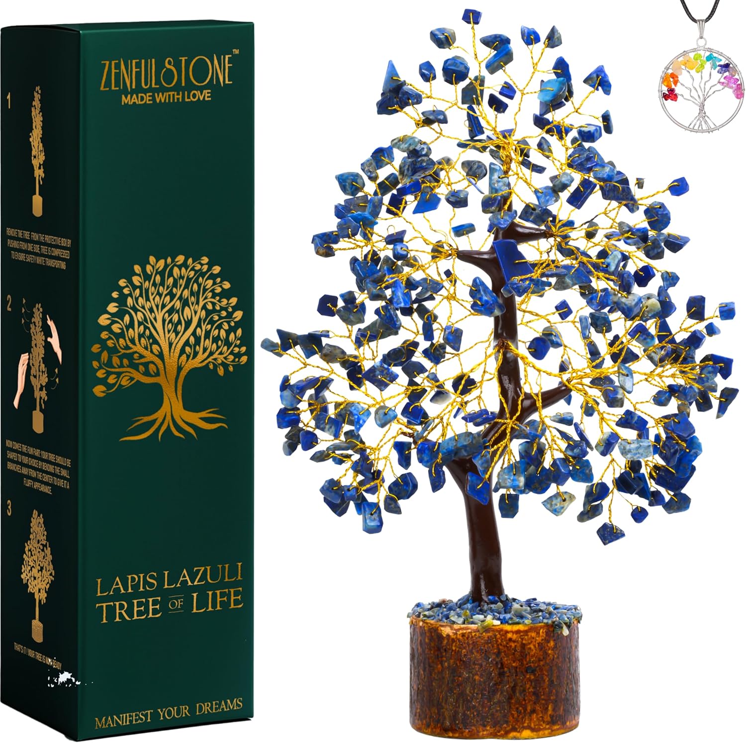 Lapis Lazuli Crystal Tree for Wisdom & Truth Décor for Home and Office | Handmade Bonsai for Communication & Clarity of Thought | Perfect Insight Gift for Loved Ones
