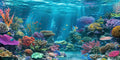iTapnoom Ocean Floor Aquarium Background, Underwater Tropical Fish Coral Reef Aquatic Nature Plant Fish Tank Backdrop Decor, Polyester Fabric with 6 EVA Double-Sided Tapes 48x24 inches/120x60cm