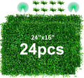 24PCS Boxwood Panels, 24"x16" Artificial Boxwood Hedge Panels, Grass Wall Panels, UV Protected Suitable for Garden, Fence, Backyard Wall Decoration