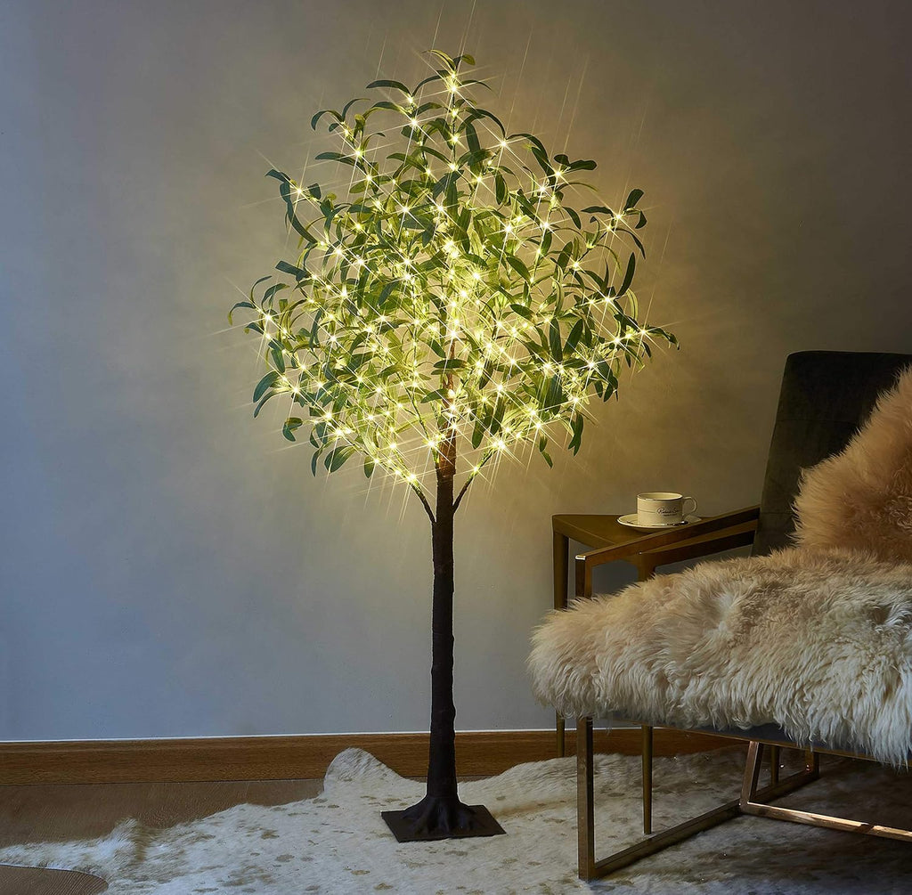 LITBLOOM Lighted Olive Tree 4FT 160 Fairy Lights, Faux Plant Tree with Lights for Indoor Outdoor Home Wedding Party Room Decoration