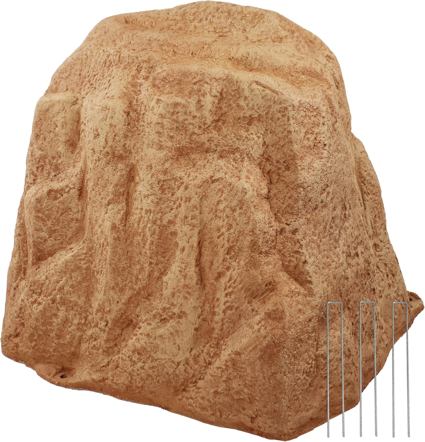 Sunnydaze 21.5” H Polyresin Faux Landscape Rock Cover - Lightweight Fake Rock Well Pump Cover for Outside - Sand