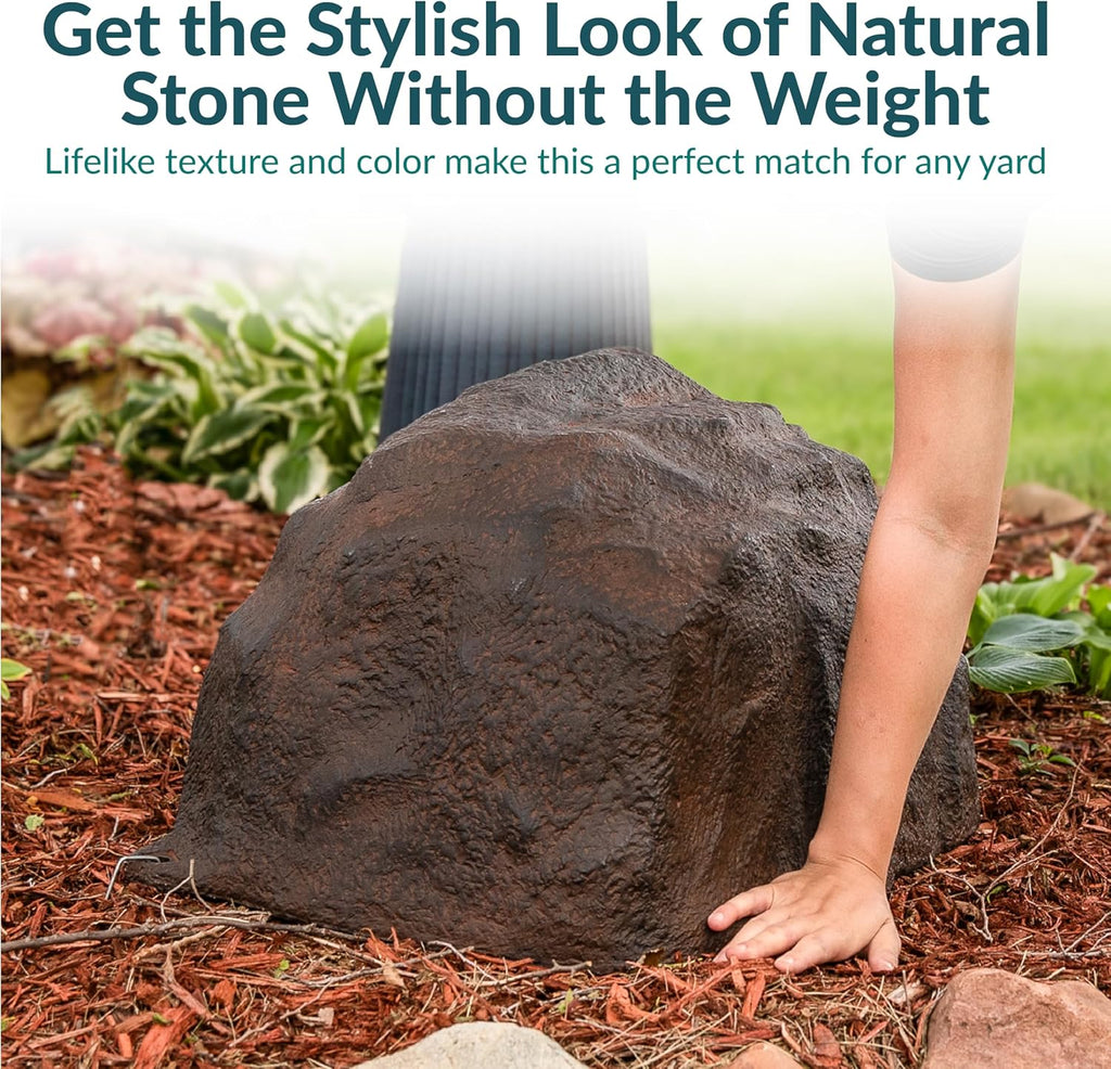 Sunnydaze 14” H Polyresin Faux Landscape Rock Cover - Lightweight Fake Rock Well Pump Cover for Outside - Brown