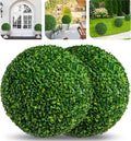 19 Inch 2 PCS 8 Layers Leaves Artificial Plant Topiary Balls, UV Resistant Faux Evergreen Boxwood for Indoor Outdoor Porch Garden Backyard Decor