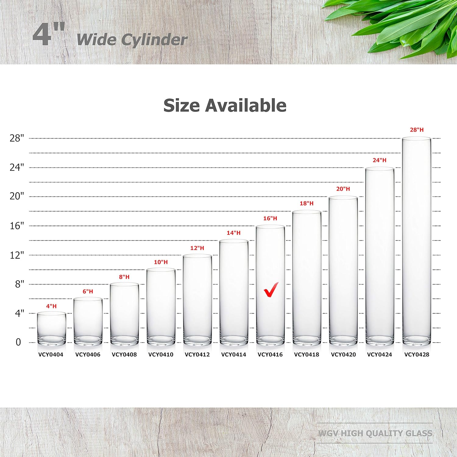 WGVI Quality Thick Weighted Tall Clear Cylinder Glass Vases, 4" W x 16" H, Flower Arrangement Floating Candle Holders Wedding Centerpieces Event Floral Container Home Decor, Bulk Wholesale, 12 Pcs