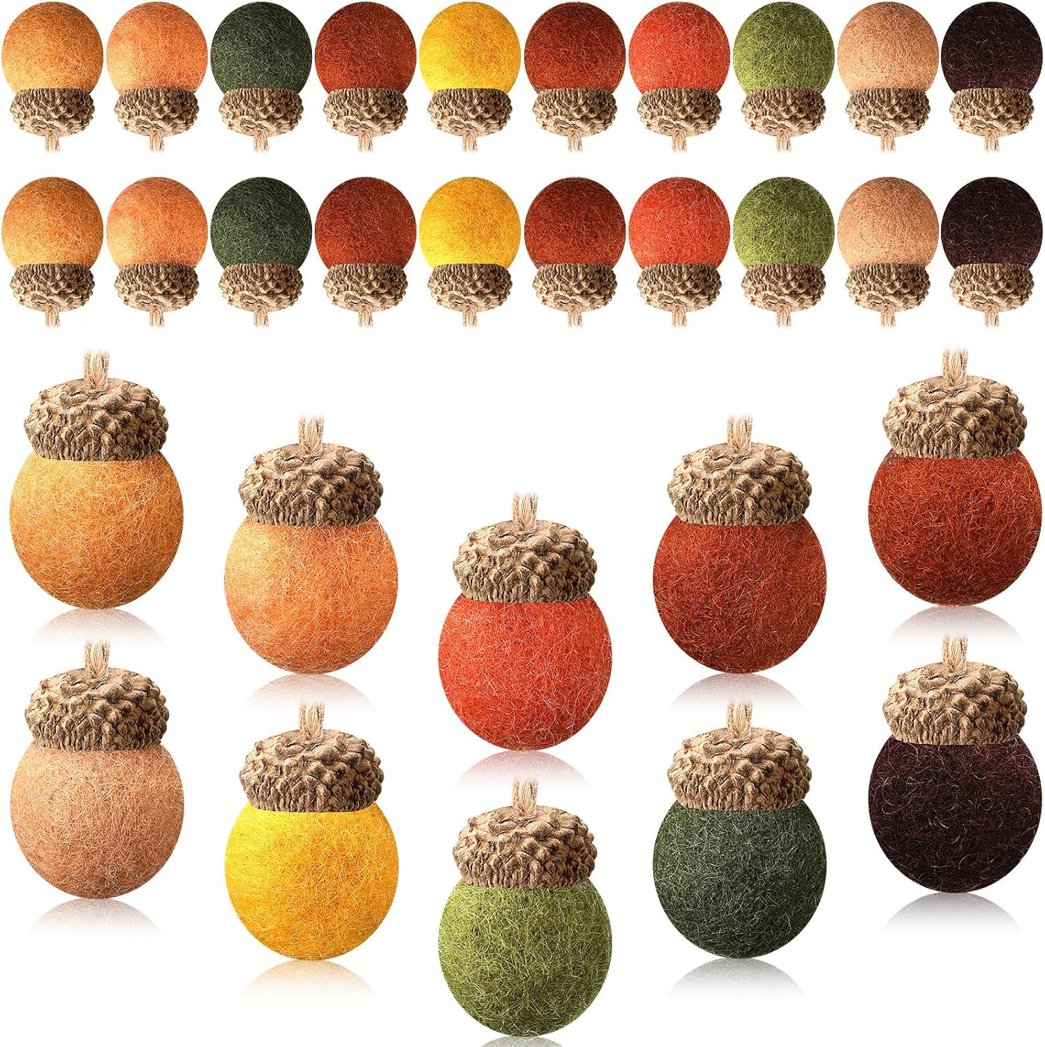 Tatuo 30 Pcs Christmas Felt Acorn Ornaments Colorful Wool Felt Acorn Pom Balls Mini Wool Acorns Bulk for DIY Xmas Crafts Christmas Tree Hanging Ornaments Party Favors Home Indoor Decor(Retro Colors)