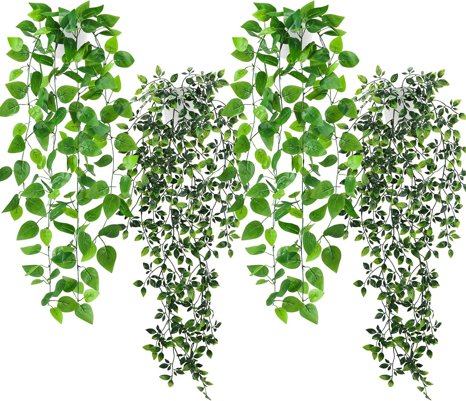 Der Rose 4 Pack Fake Plants Hanging Faux Potted Ivy Vine Artificial Mandala Plants for Room Bathroom Wall Shelf Decor Indoor