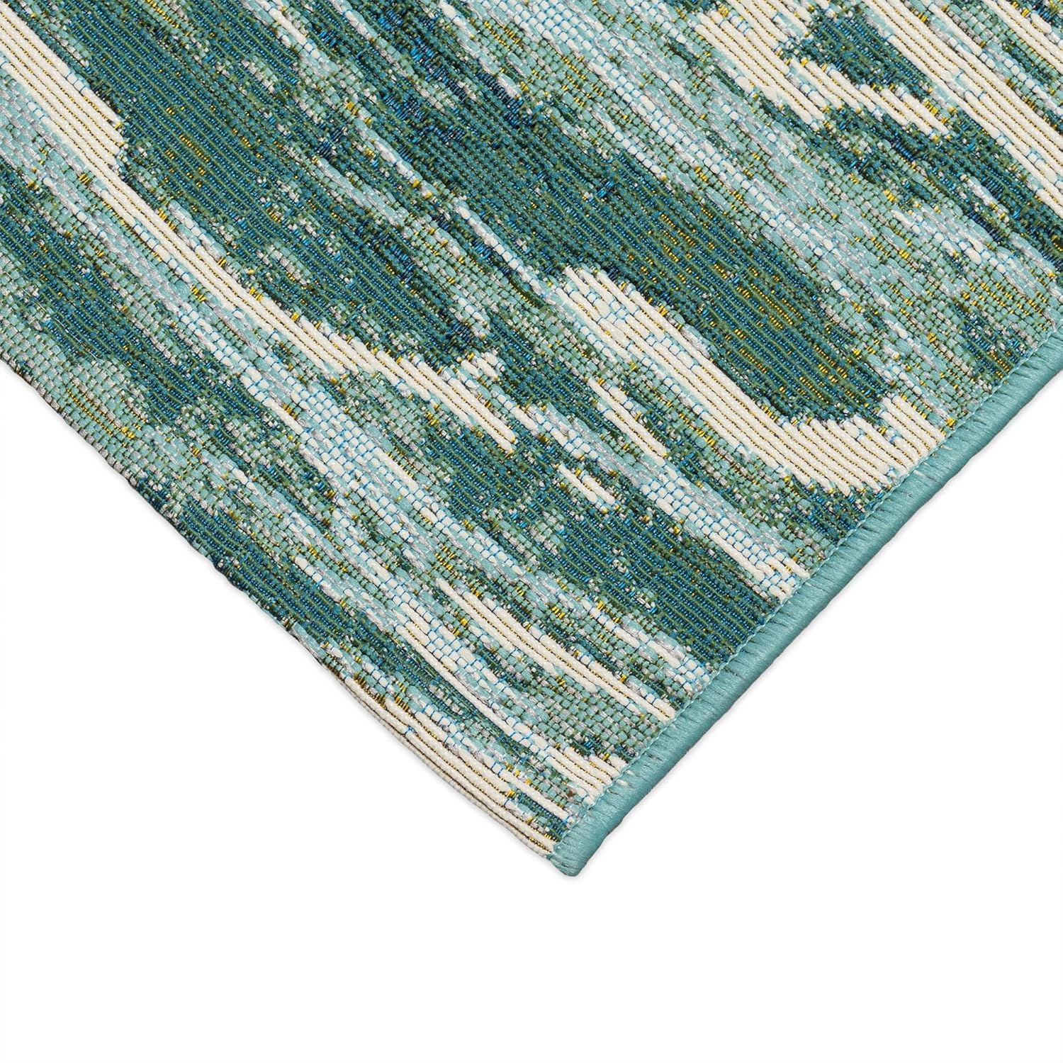 Liora Manne Marina Indoor/Outdoor Power Loomed Synthetic Blend Durable Area Rug - Contemporary Graphic Global Ocean Colorful (Caribe Sea) (4'10" x 7'6")