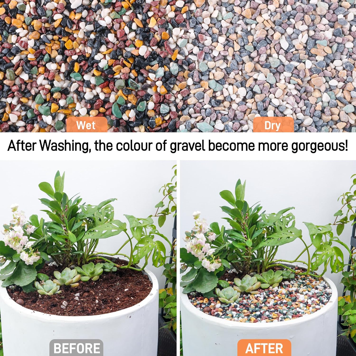 7lb Aquarium Gravel for Plants, 1/4Inch Fish Tank Gravel for Succulent Cactus and Bonsai, Decorative River Rocks Pebbles for Gardening, Flower Pots, Landscaping,Terrarium