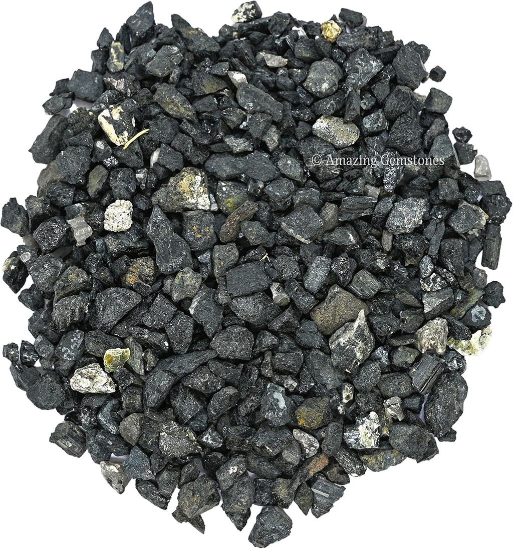 Amazing Gemstone Black Tourmaline Crystal Chips Aquarium Gravel Rocks - Carnelian Chips Bulk Fish Tank Gravel, Small Tumbled Stone Chips and Tiny Crystals for Decoration (1000+ Carat Chips)