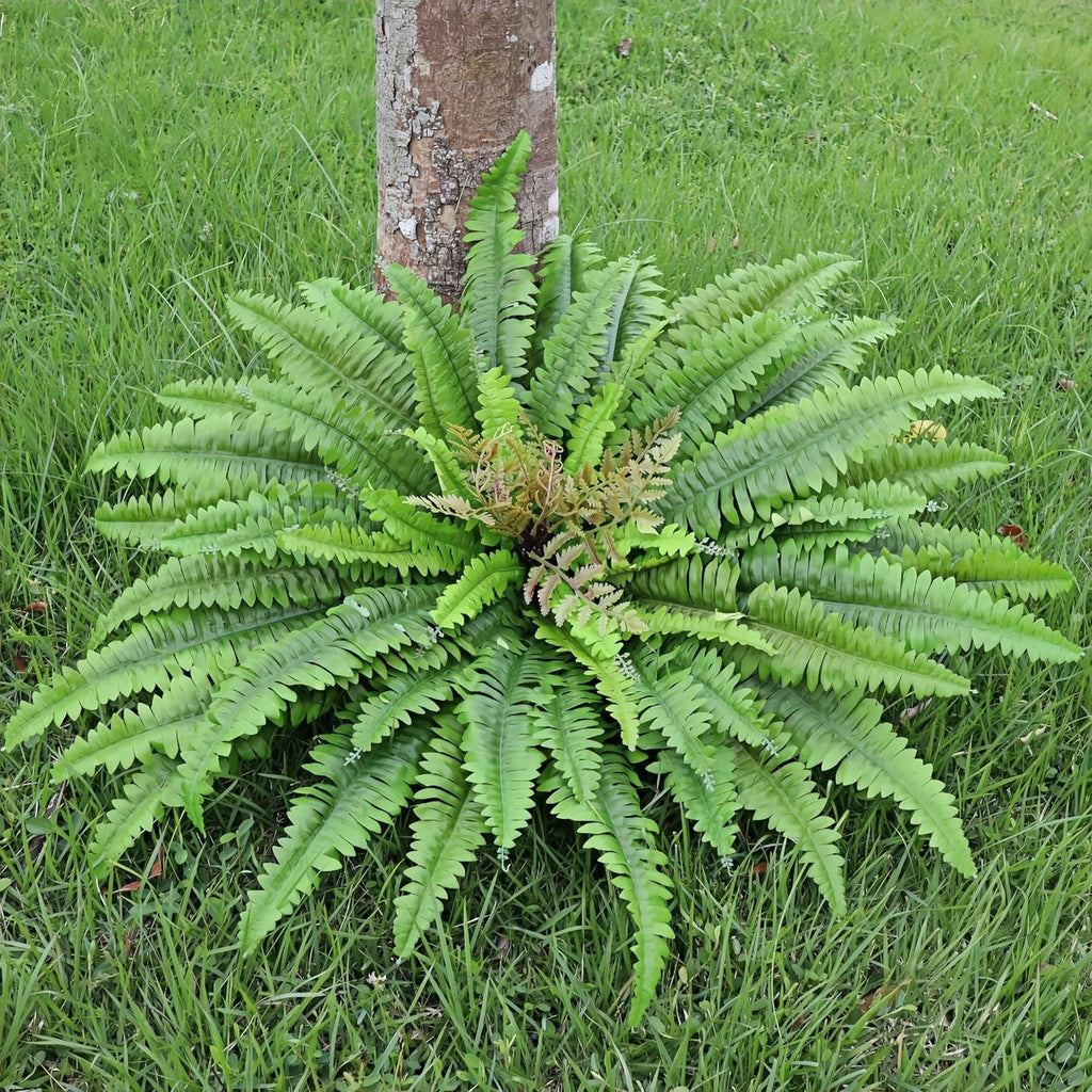 Artificial Ferns for Outdoors & Indoors, 45" Fake Ferns with 63 Fronds, Large Faux Fern Greenery Plants Ideal for Entrance Planter Porch Garden Hall Home Office Decor, Hanging or Potted