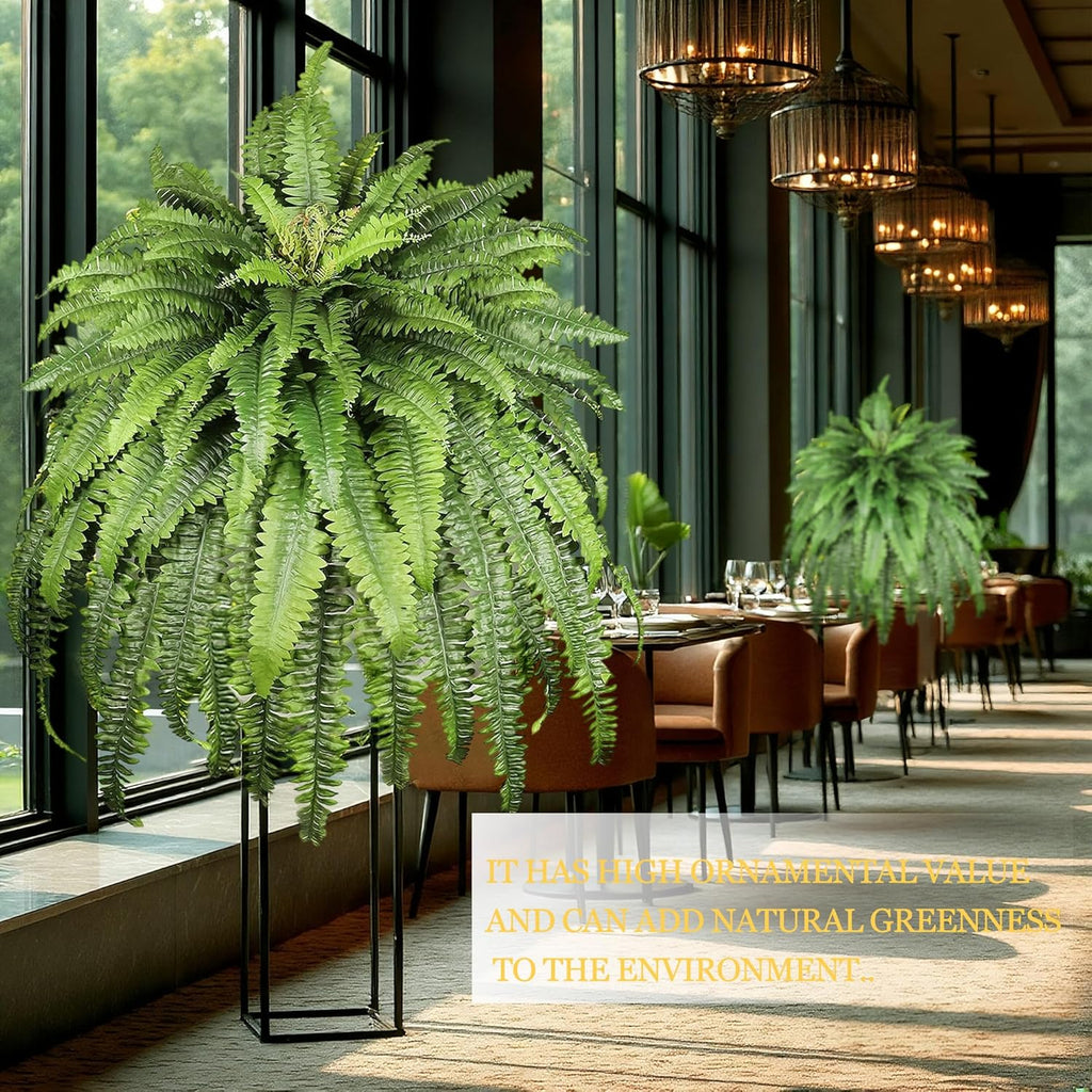 Fake Fern, 68" Large Artificial Ferns for Outdoors & Indoors, UV Resistant Faux Boston Fern Greenery with Lush Long Leaves Suitable for Planters Porch Windowsills Garden Home Decor, Hanging or Potted
