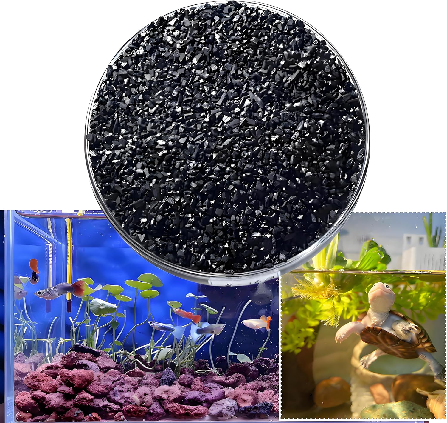 Aqarium Filter Activated Charcoal Aquarium Filter Media Activated Carbon Pellets for Turtle Tank and Fish Tank - Activated Charcoal Compatible with Tetra Whisper Filter Water Tanks