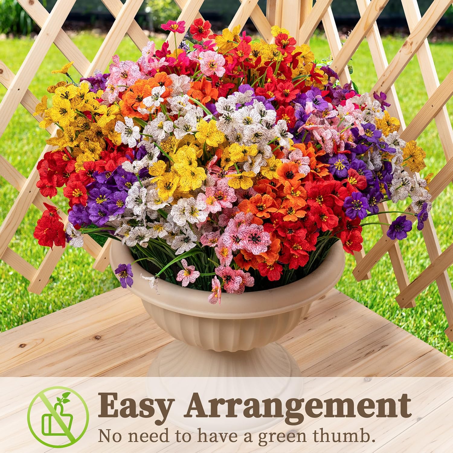 24 Bundles Artificial Flowers for Outdoors/Indoors, Fake Flowers Plants for Indoor Outside Garden Porch Window Box Home Wedding Farmhouse(8 Color)