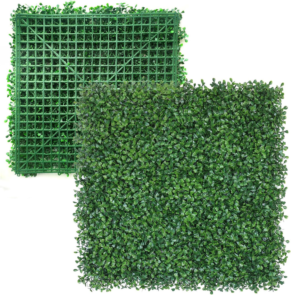 Artificial Boxwood Hedge Wall Panel, Green, UV Protected Privacy Screen, Faux Plant Garden Decor for Indoor Outdoor