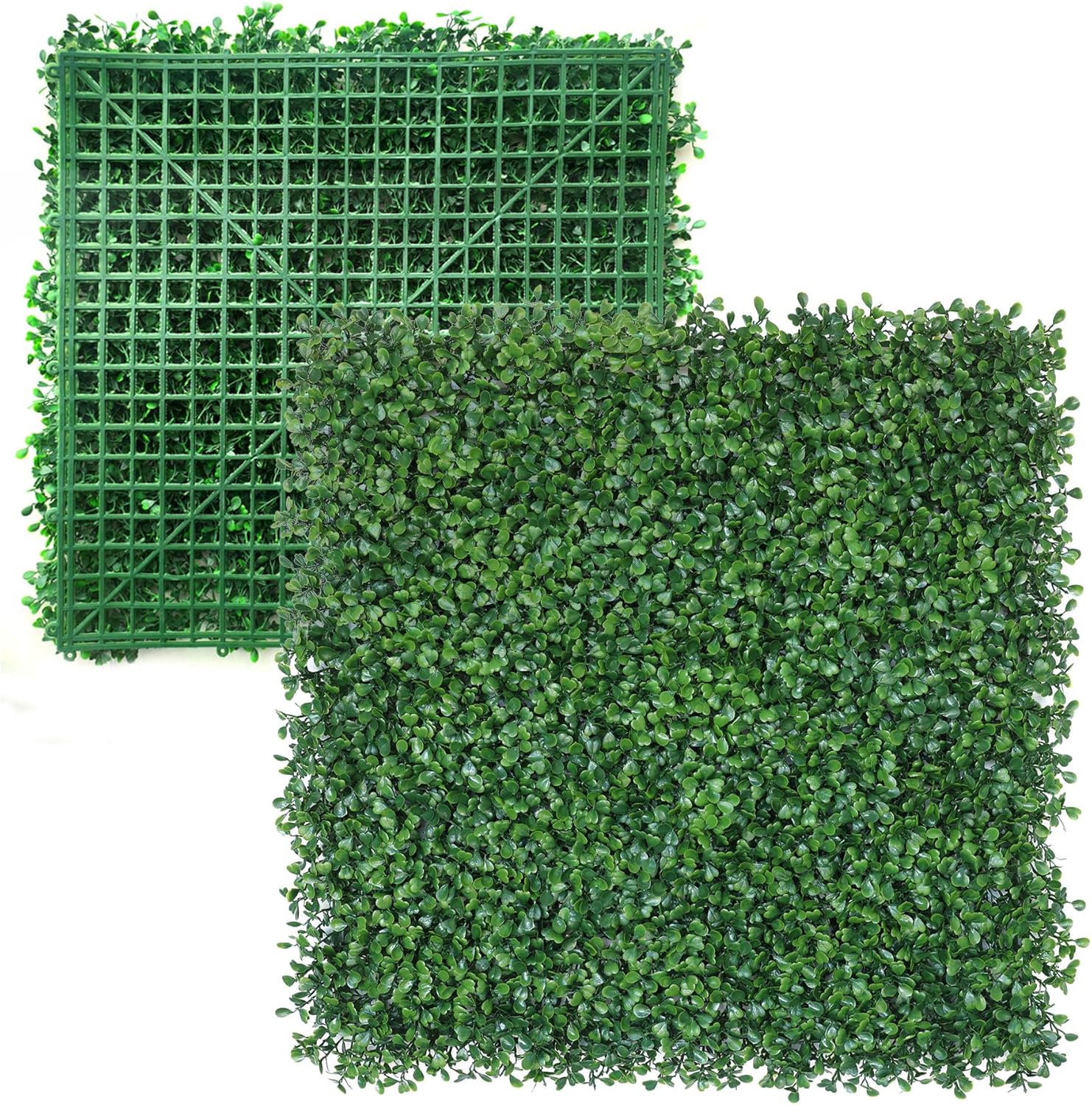 Artificial Boxwood Hedge Wall Panel, Green, UV Protected Privacy Screen, Faux Plant Garden Decor for Indoor Outdoor