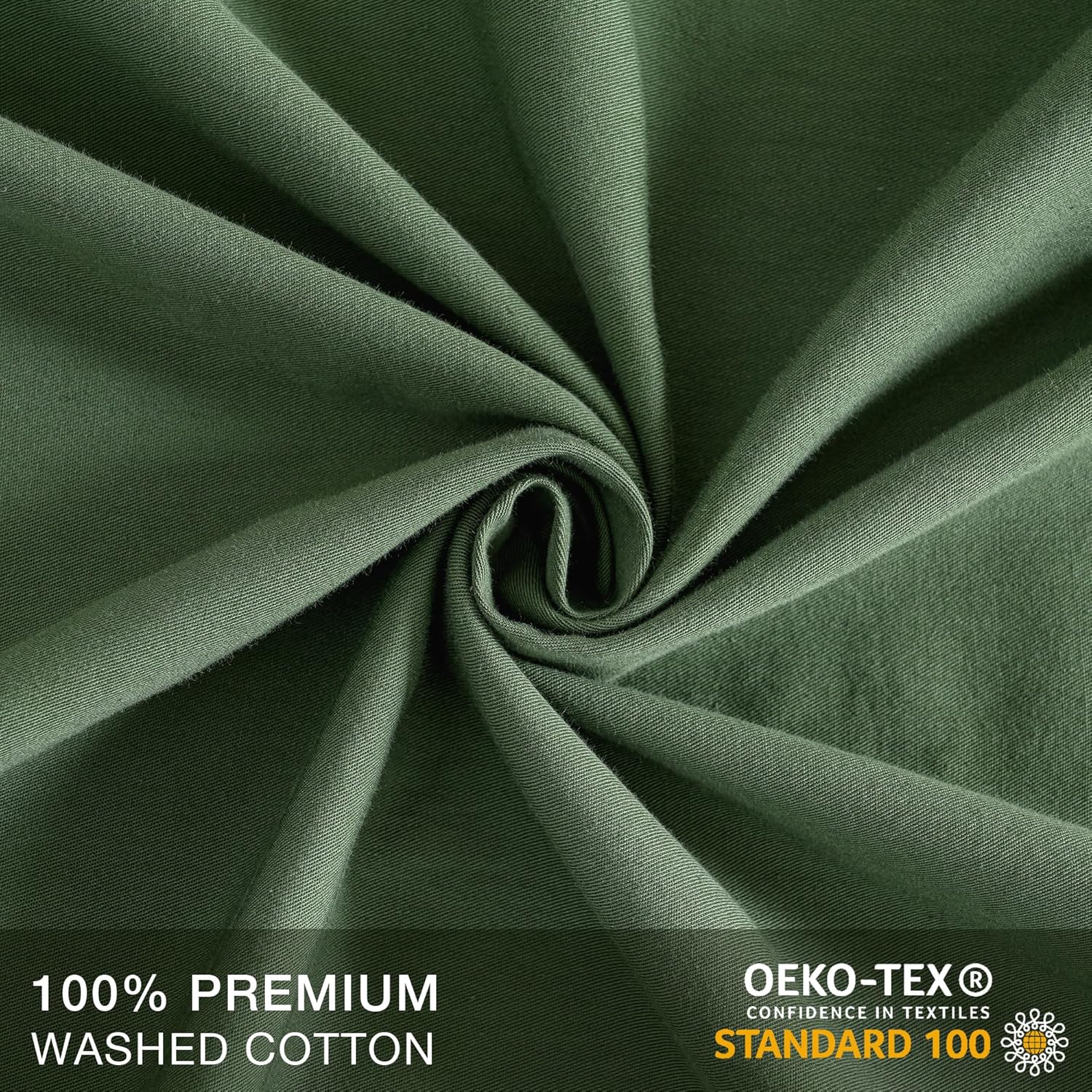 JELLYMONI 1pc Cotton Envelope Pillow Cover Green 20x54in Bed Pillow Case 100% Washed Cotton Soft Breathable