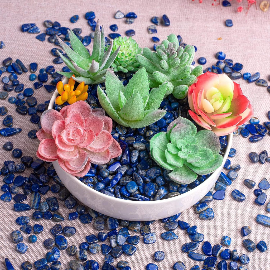 Polished Lapis Lazuli Crystal Chips 200 Pcs - 0.3" 10 oz Tumbled Stone Chips Crushed Sea Glass Stones Healing Reiki Crystal Making Home Decoration