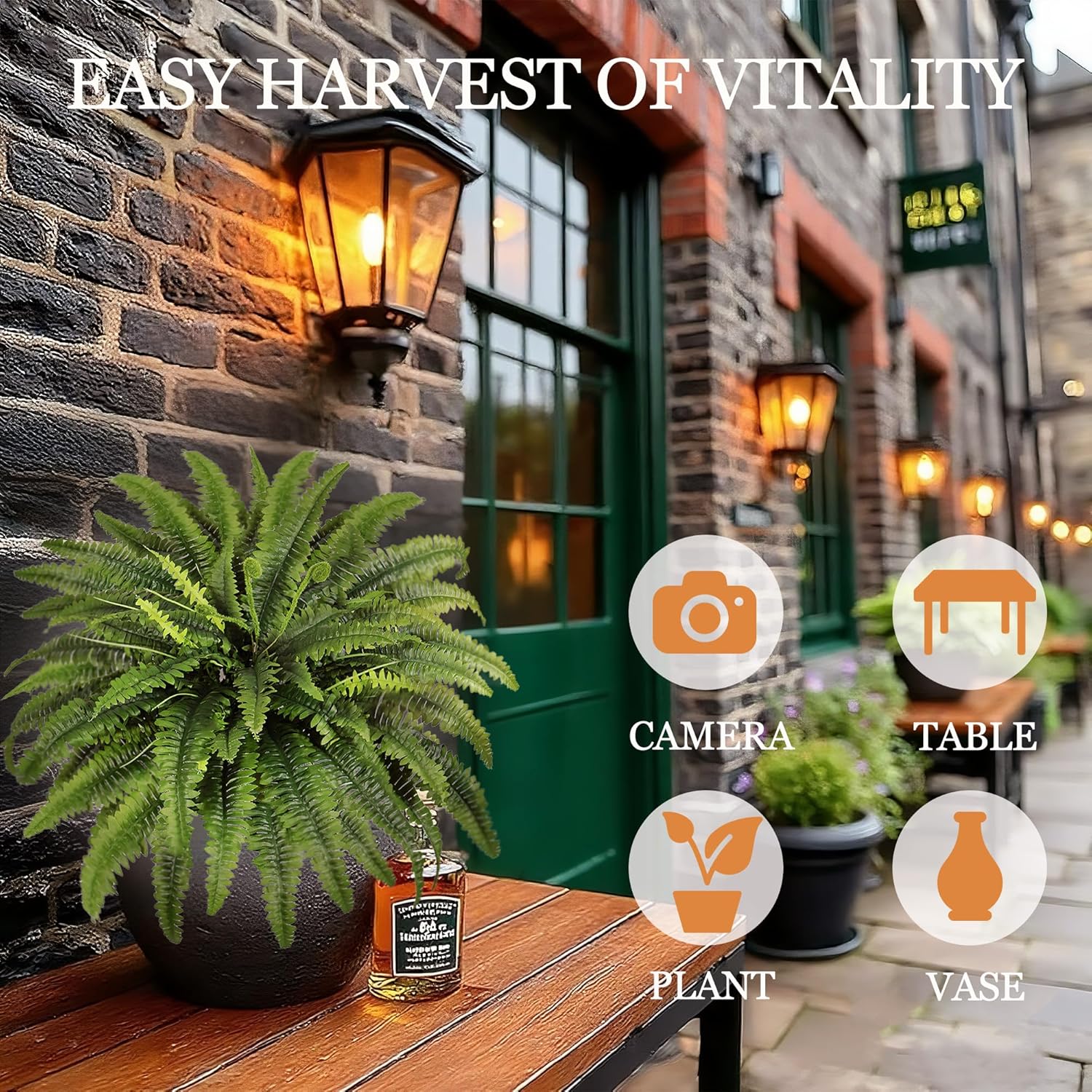 Fake Ferns - 2 Packs Artificial Ferns for Outdoors & Indoors, 45in Large Boston Fern with 55 Fronds, Realistc Faux Greenery Plants Ideal for Porch Entrance Hall Planters Windowsills Office Home Decor