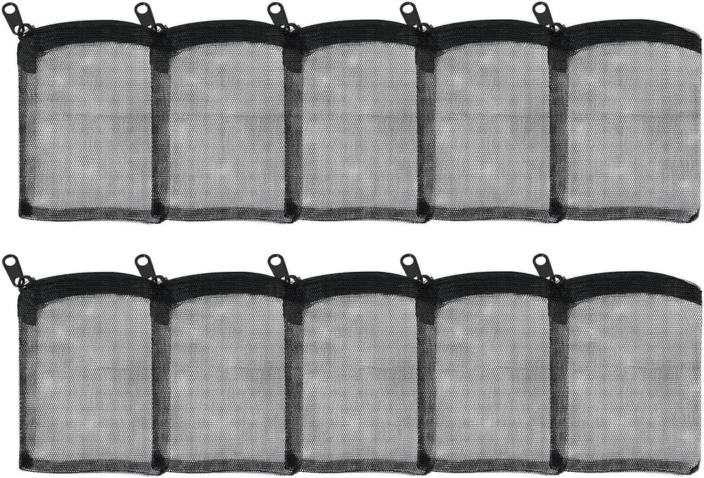 AQUANEAT 10pcs Aquarium Filter Media Bags, Fish Tank Coarse Mesh Bags with Plastic Zipper for Activated Carbon (3" x 4")