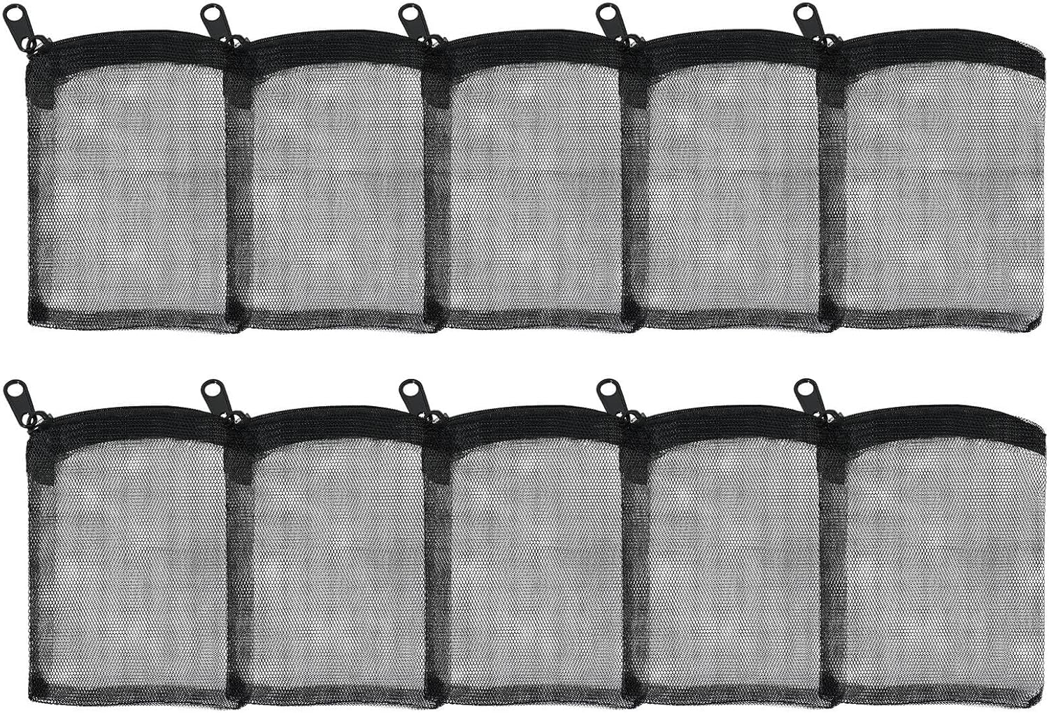 AQUANEAT 10pcs Aquarium Filter Media Bags, Fish Tank Coarse Mesh Bags with Plastic Zipper for Activated Carbon (3" x 4")