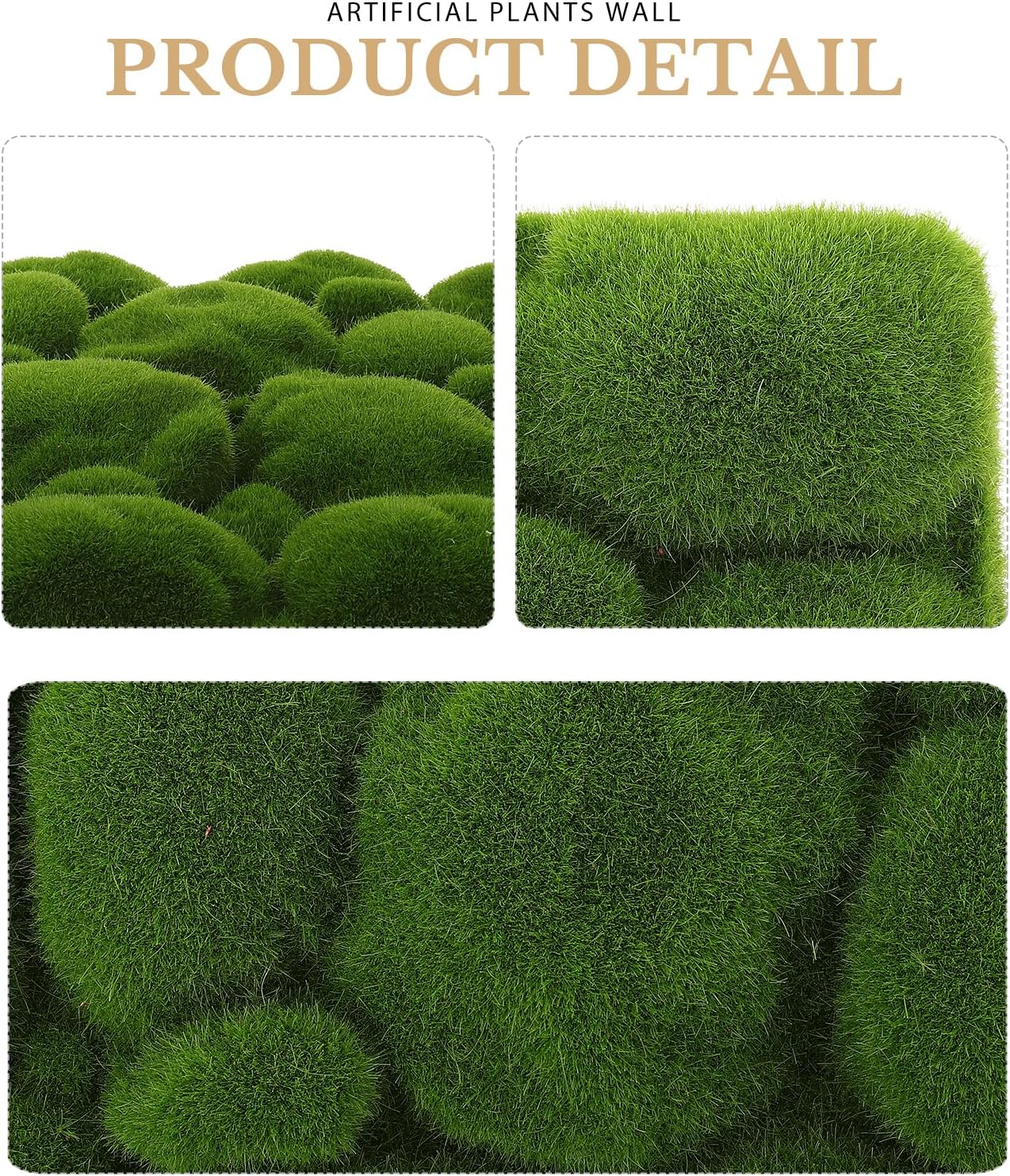 Artificial Moss Mat Wall Moss Panel DIY Synthetic Turf Landscape Artificial Grass Mats Lawn Carpet Wall Background Decor for Wedding Home Backyard Patio Balcony Decor