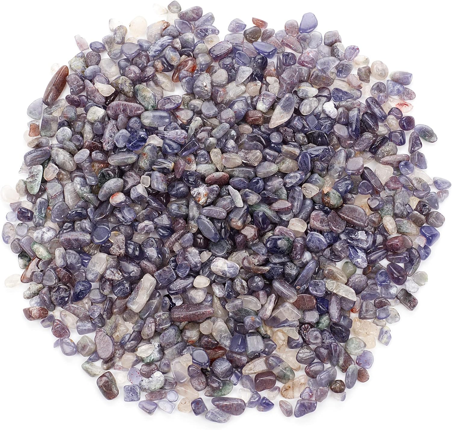 Cherry Tree Collection 1/2 Pound Polished Tumbled Gemstone Chips, Pebbles, Crystal Chips Bulk for Jewelry Making, Healing, Plants, Succulents, Aquariums, Decoration, Chakra (Iolite)