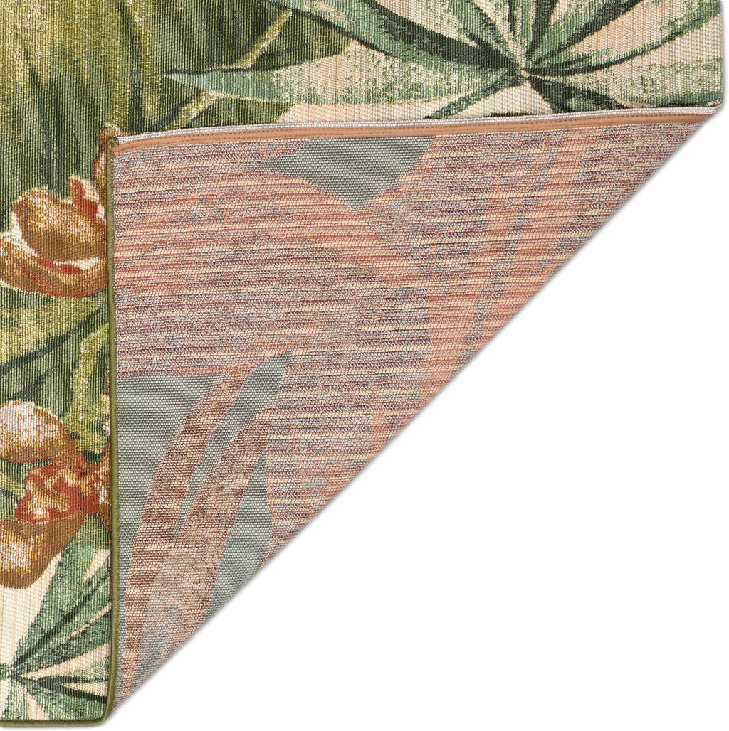 Liora Manne Marina Low Profile Durable Indoor/Outdoor Woven Rug- Tropical Leaf Cream 6'6" x 9'4"