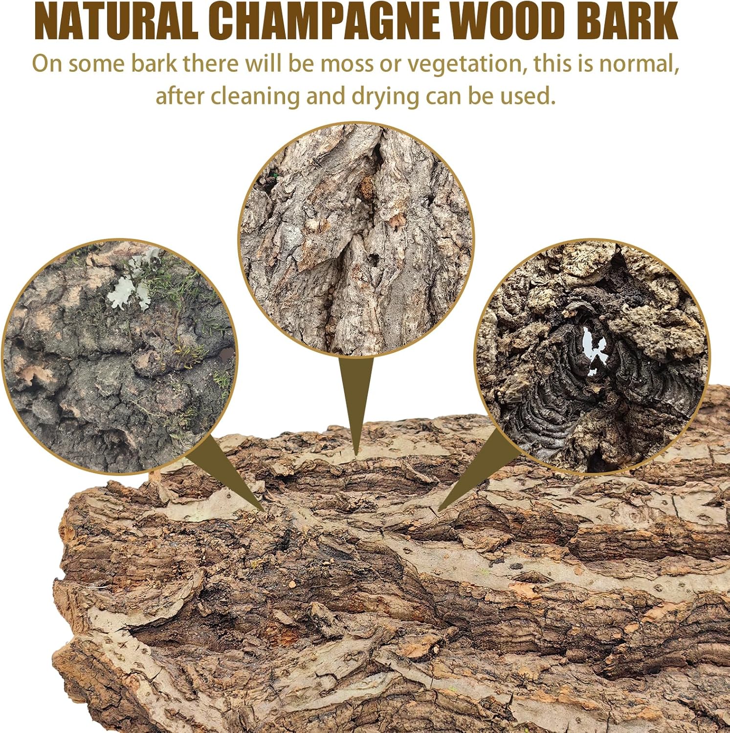VCEPJH 1.5 LB Reptile Bark Bedding, Natural Cork Bark for Reptiles Flat Cork Wood Terrarium Substrate Tank Supplies for Snake Spiders Bearded Dragons Hermit Crabs Geckos