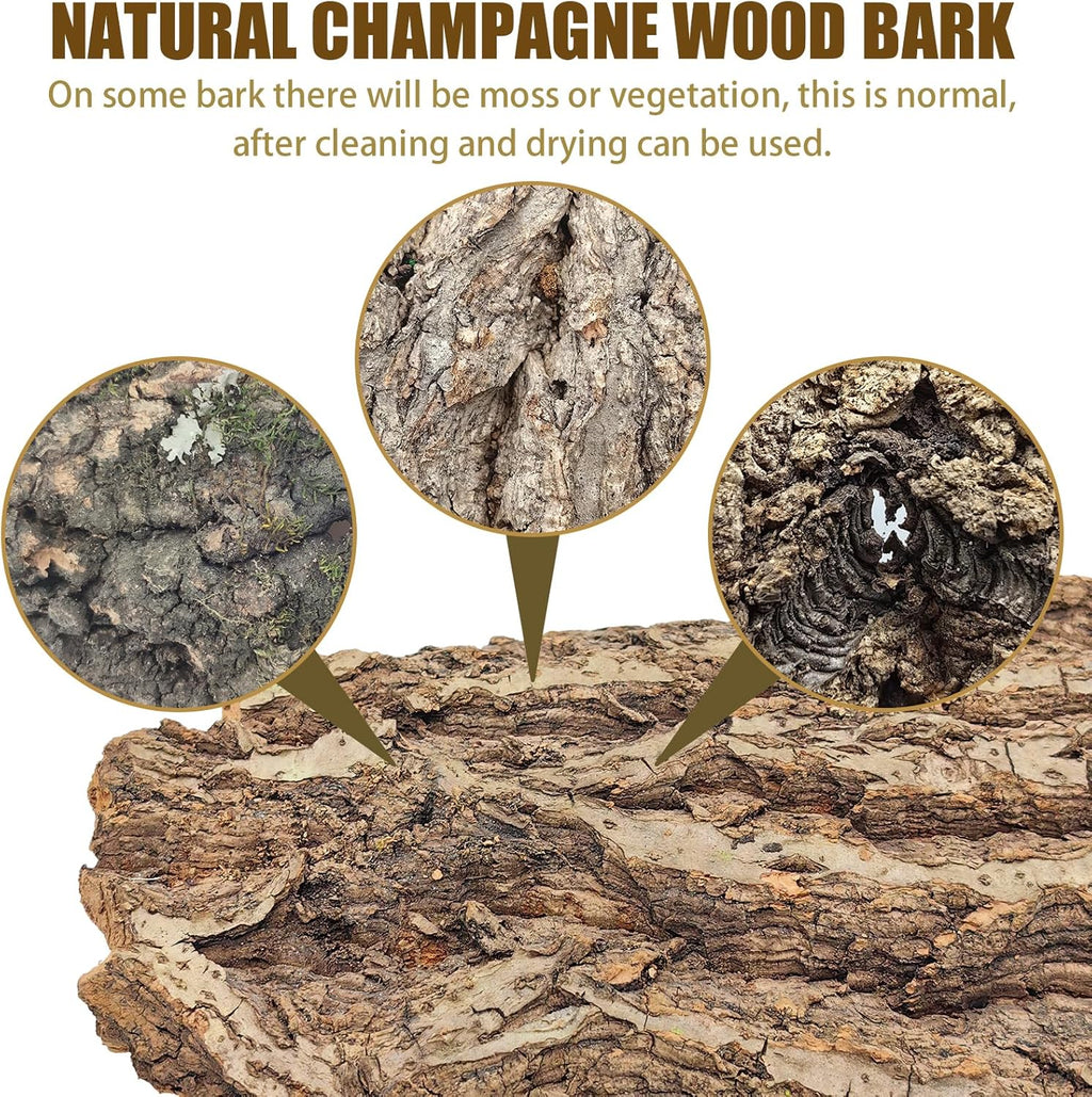 VCEPJH Reptile Bark Bedding,2 LB Natural Cork Bark for Reptiles Flat Cork Wood Terrarium Substrate Tank Supplies for Snake Spiders Bearded Dragons Hermit Crabs Geckos