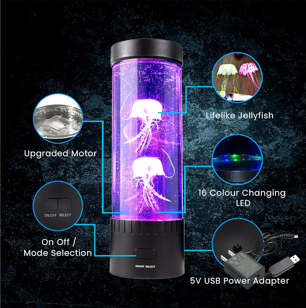 Brewish Jellyfish Lamp (Upgraded Motor 2025),16 Color Changing Mood Lamps, 4 Modes Aquarium Night Light, Artificial Fish Tank with Moving Fish, Sensory Room LED Lights for Autism, ADHD, Excellent Gift