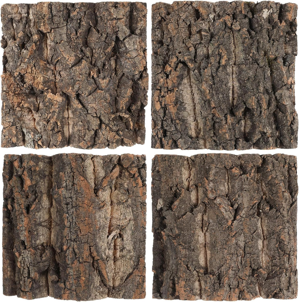 Kisangel 4 Pcs Cork Bark Aquarium Decor, Reptile Tank Background, Bearded Dragon Habitat Accessories, Easy Install, Eco-Friendly, 5.90 X 5.90 X 0.78 Inch