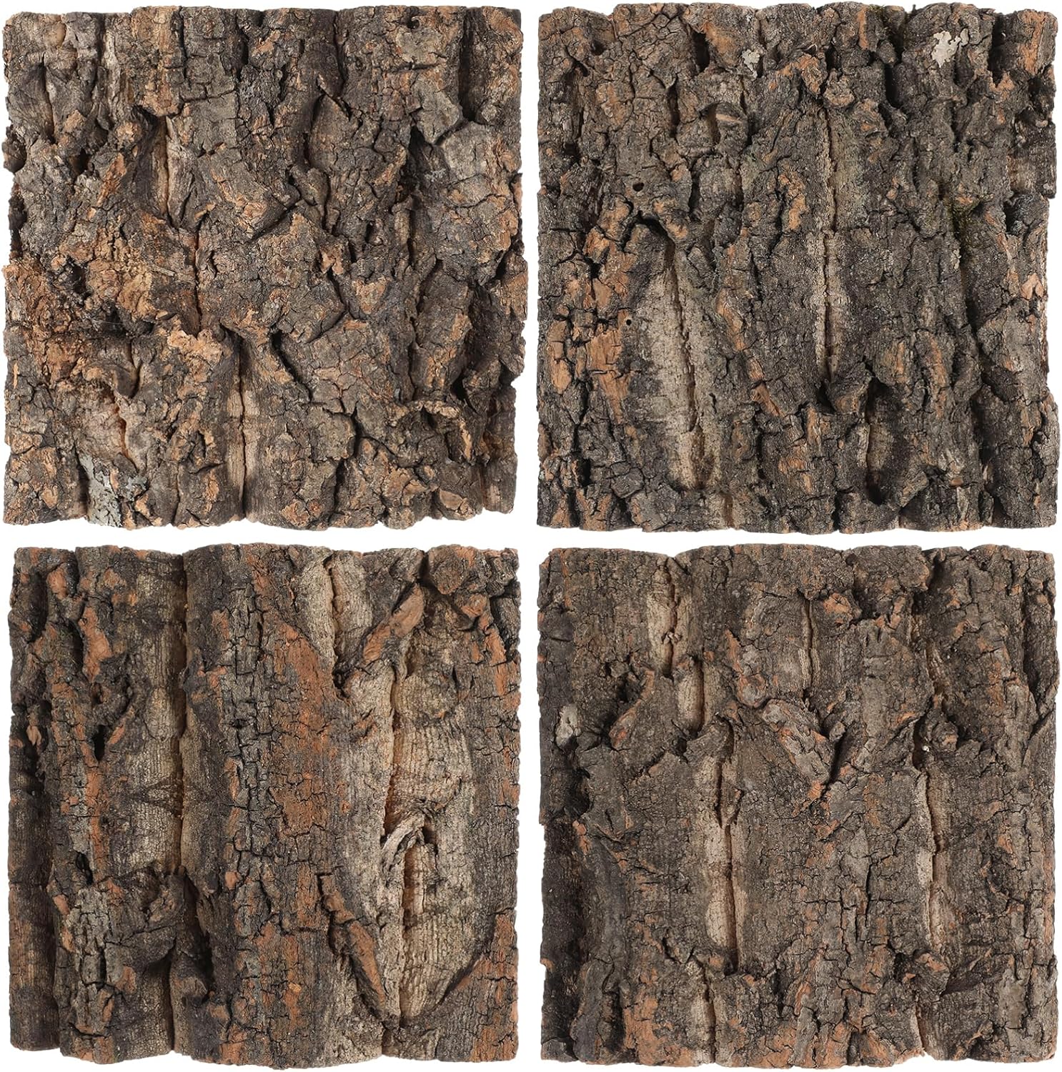 Kisangel 4 Pcs Cork Bark Aquarium Decor, Reptile Tank Background, Bearded Dragon Habitat Accessories, Easy Install, Eco-Friendly, 5.90 X 5.90 X 0.78 Inch