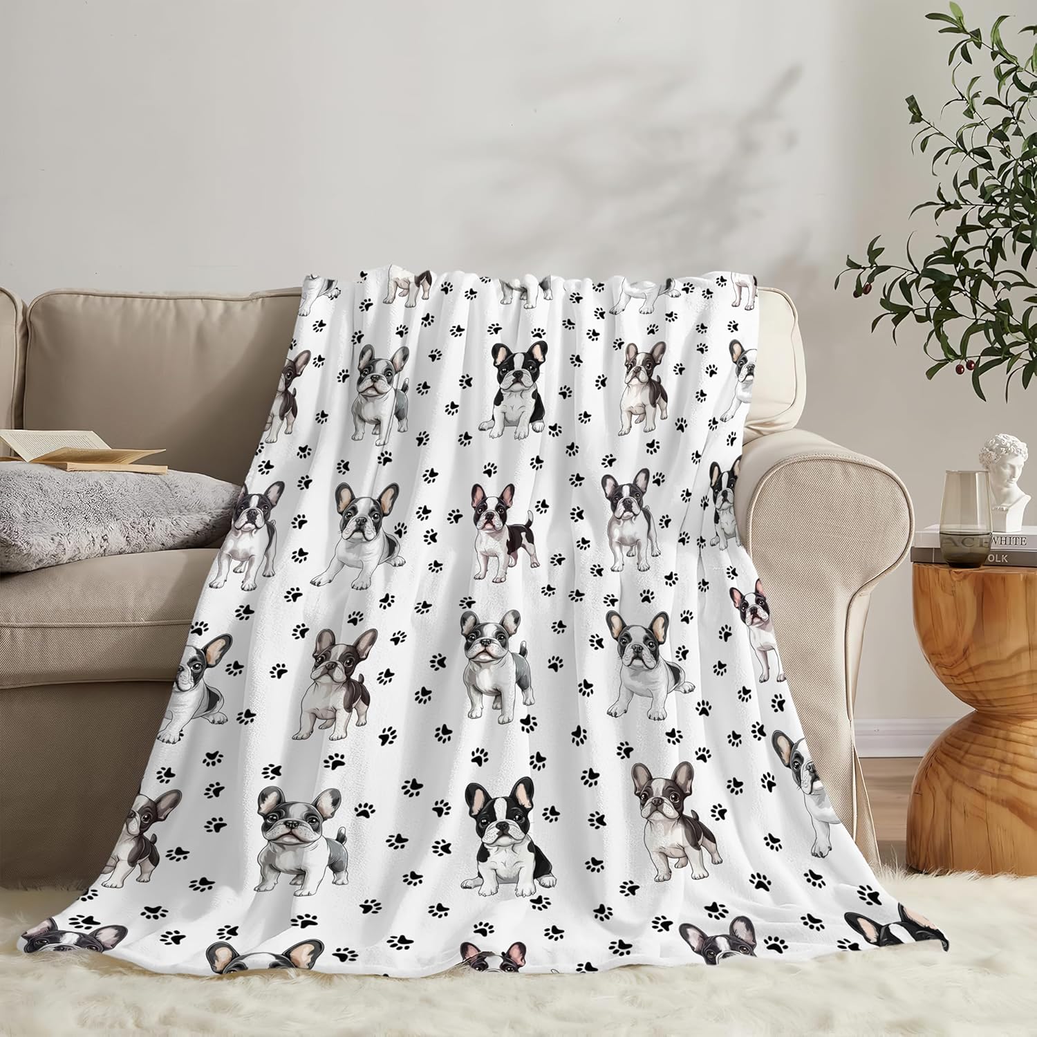 Boston Terrier Throw Blanket French Bulldog Frenchie Puppy Stuff Gifts for Dog Lover Kids Girls Boys Adults Women Men Soft Cozy Warm Plush Fluffy Fuzzy Fleece Blanket Decor 60''X80''