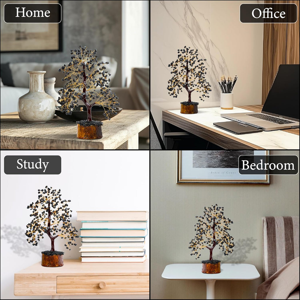 ZENFULSTONE Black Tourmaline Crystal Tree for Protection & Grounding from Negative Energy as Home & Office Decore | Handmade Bonsai for Protection | Perfect Cleansing Energy Gift for Mom & Dad
