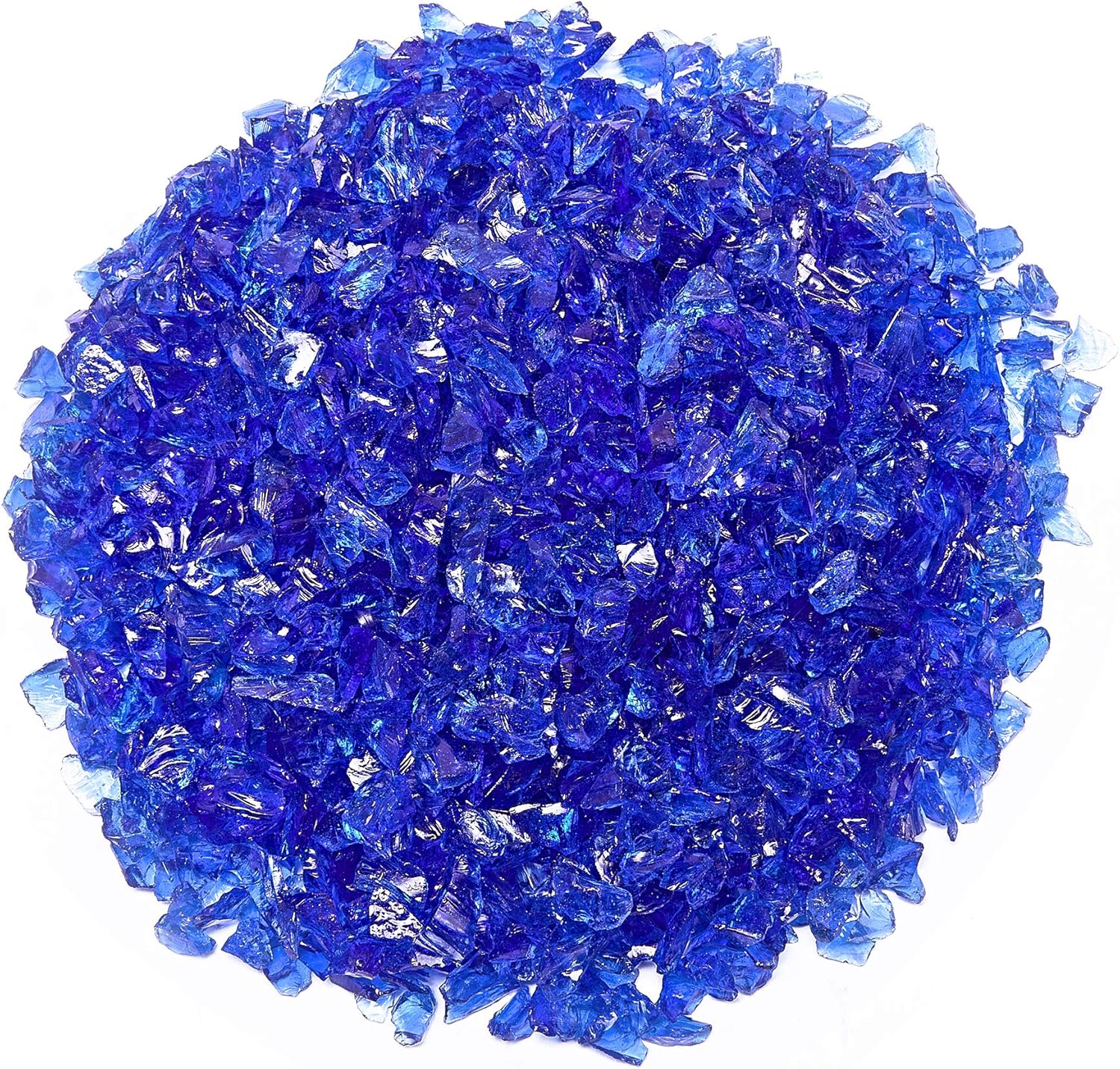 TWINKLING High Luster Fire Glass Gravel Stone Glitter,Broken Glass,Fire Gems Chips,Crushed Glass for Fire Pit Crafts Resin Art Aquarium Garden Decoration,3-6mm,1-Pound Jar (Cobalt Blue)