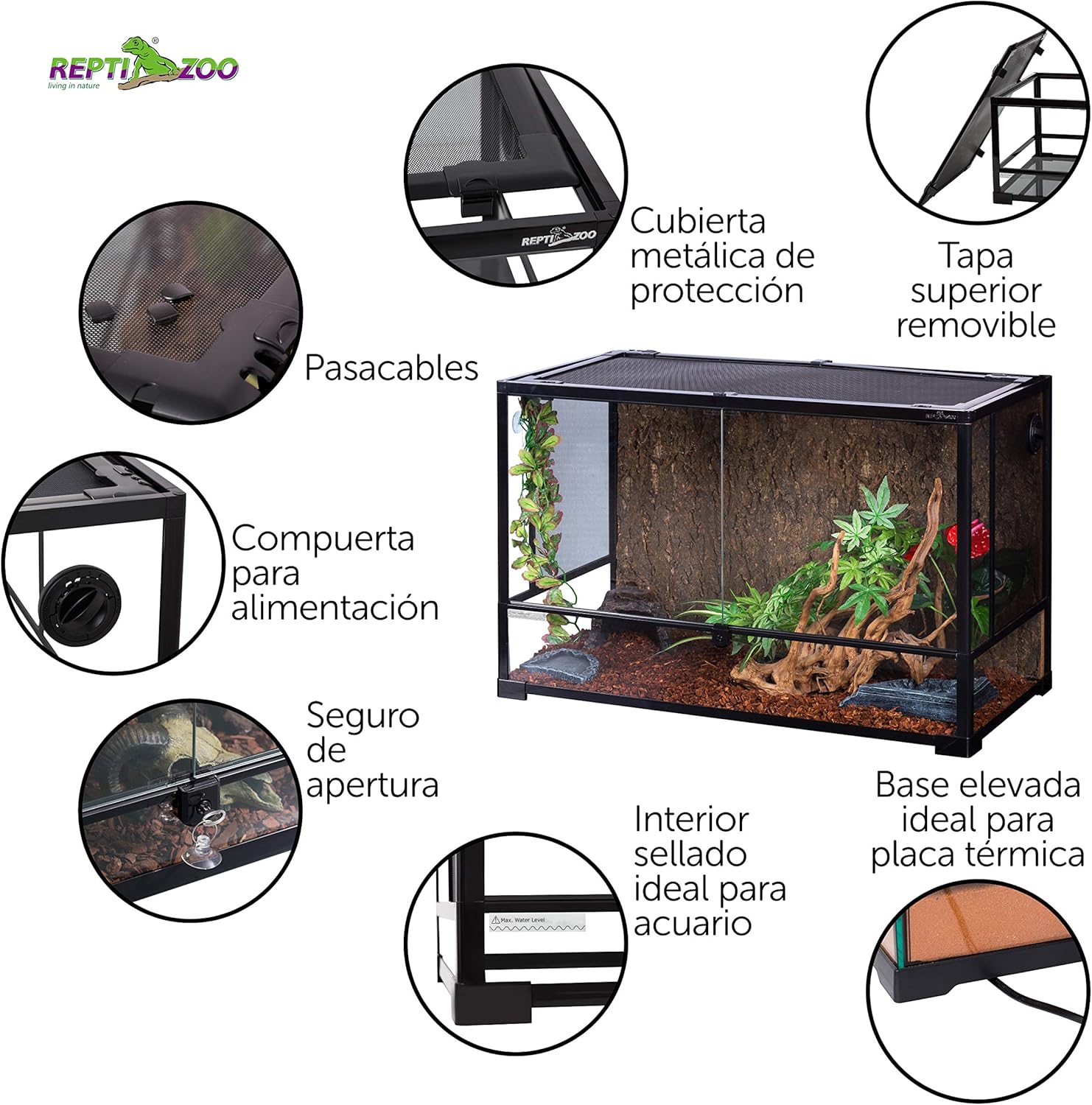 REPTI ZOO 67 Gallon Large Reptile Glass Terrarium Tank Double Hinge Door with Screen Ventilation Reptile Terrarium Cage 36" x 18" x 24"(Knock-Down)