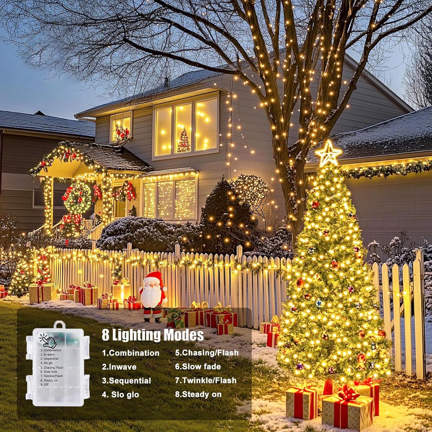 Upgraded 70Ft 200 LED Fairy Lights Battery Operated with Remote & Timer, Waterproof Christmas String Lights Outdoor Indoor, Battery Twinkle Lights for Bedroom, Classroom, Xmas, Parties, Wedding, Decor