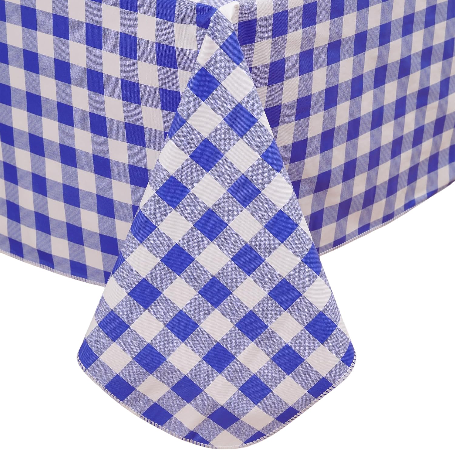 Heavy Duty Vinyl Tablecloth with Flannel Backing Waterproof Oil-Proof Plastic Table Cloth Stain-Resistant Wipeable Rectangle or Square Table Cover for Indoor and Outdoor (Blue Checkered, 60x102 Inch)