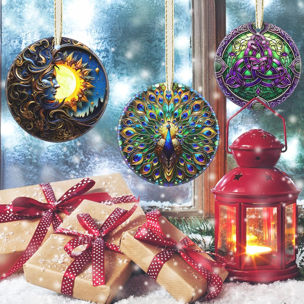 Peacock 2025 Christmas Ornament - Christmas Decoration, Round Ceramic Holiday Decor for Tree, Gift Idea & Exchange