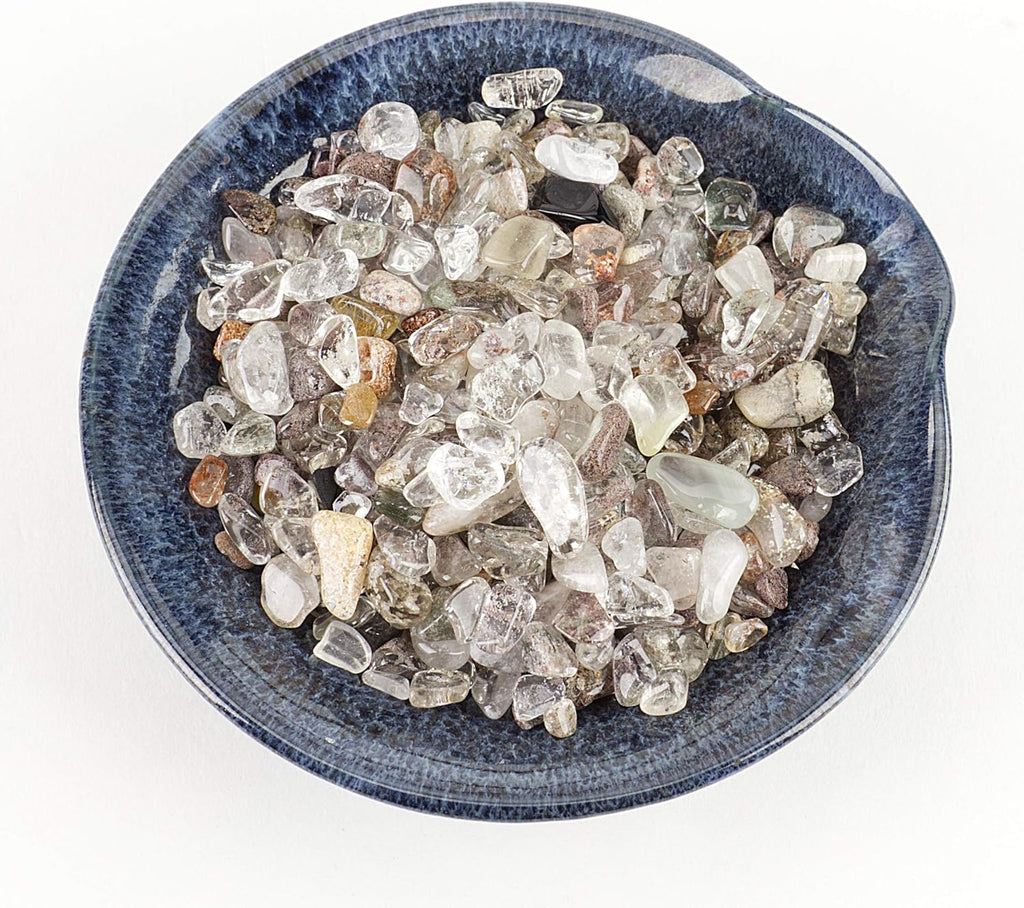 Cherry Tree Collection 1/2 Pound Polished Tumbled Gemstone Chips, Pebbles, Crystal Chips Bulk for Jewelry Making, Healing, Plants, Succulents, Aquariums, Decoration, Chakra (Green Phantom Quartz)